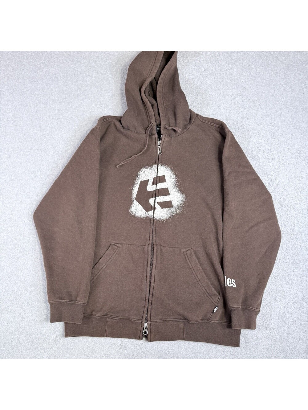 Etnies Y2K 2000s Brown Full Zip Hoodie Men’s L Skate Skateboard Graphic